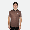Brown patterned country golf polo shirt 