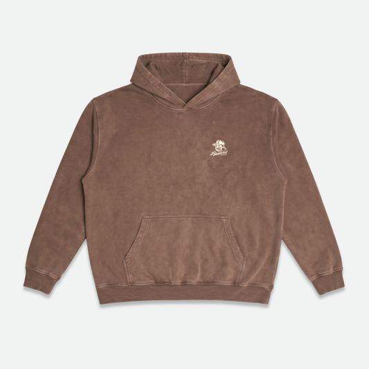 Brown hoodie with 'Normalize Bogeys' text on the back