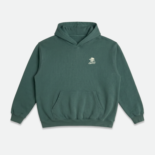Green hoodie with 'Normalize Bogeys' text on the back 