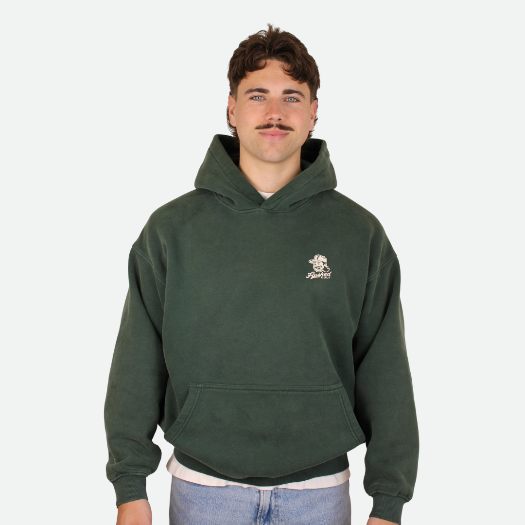 Green hoodie with 'Normalize Bogeys' text on the back 