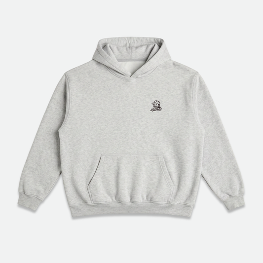 A light heather grey hoodie, featuring the phrase 'Normalize Bogeys' printed in a cursive script across the back.
