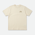 Beige flushed golf country t-shirt with a small logo on a white background
