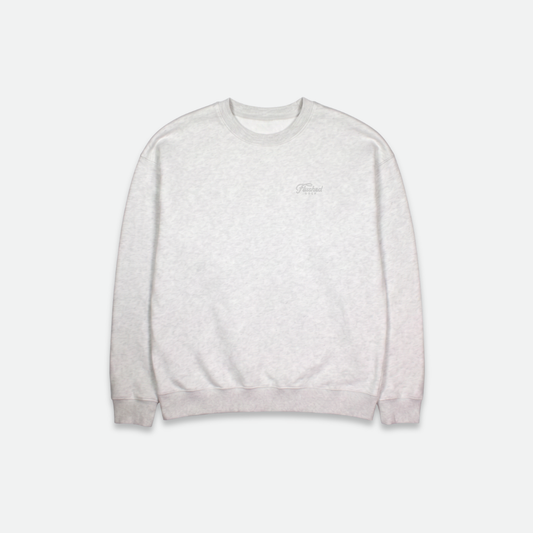 Light grey flushed golf crewneck on a white background