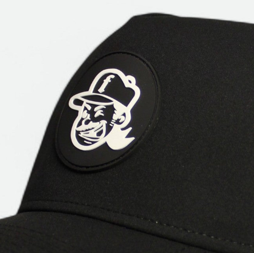 Black Flushed Golf Mascot hat with silicone patch