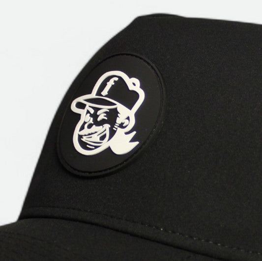 Black Flushed Golf Mascot hat with silicone patch