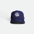 Flushed Golf Mascot golf hat in navy with silicone mascot patch, front view