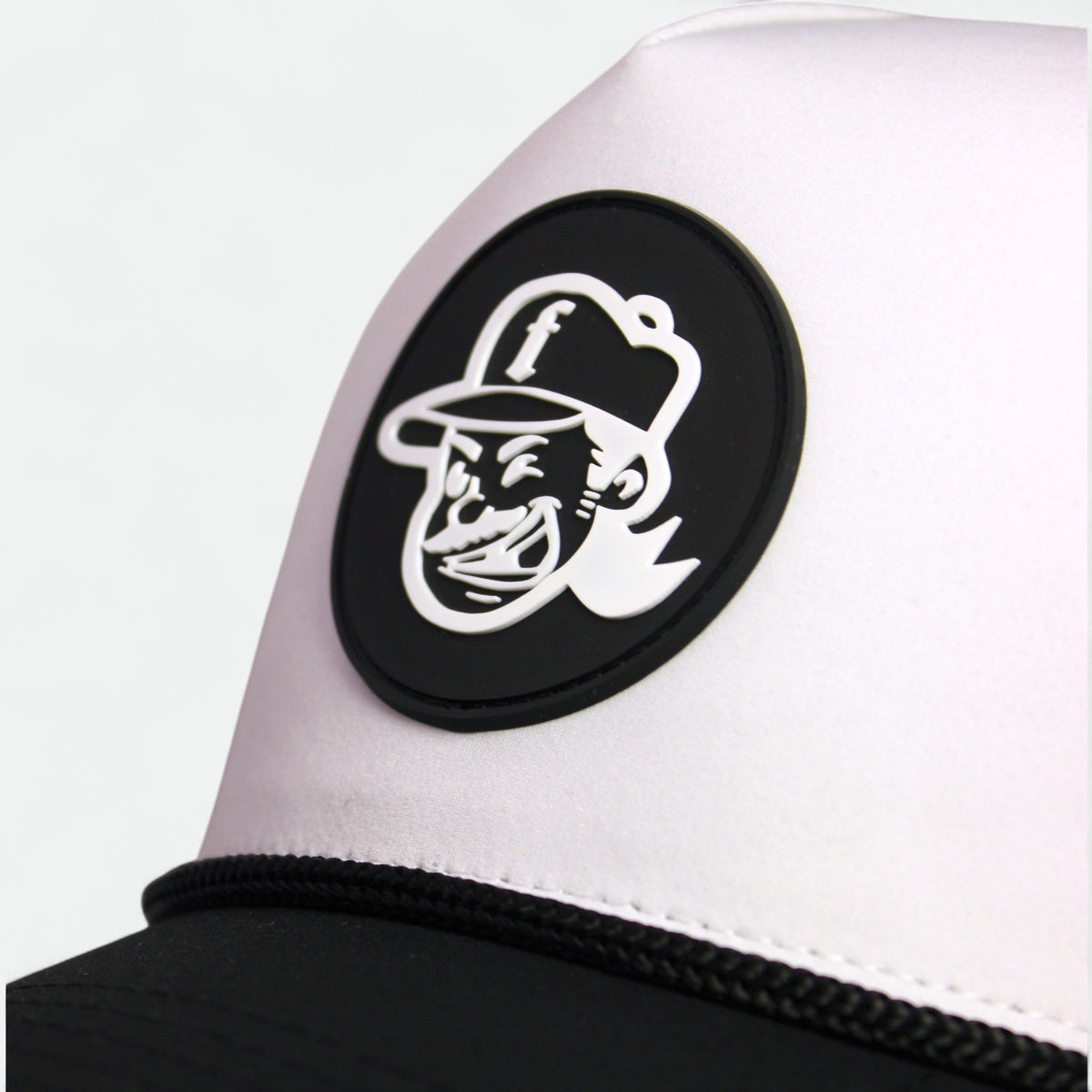 Flushed Golf Mascot rope golf hat in white with black rope detail