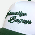 Flushed Golf Normalize Bogeys snapback golf hat with green brim