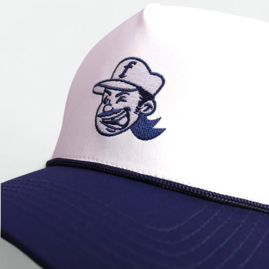 Perforated Rope Golf Hat - White & Navy